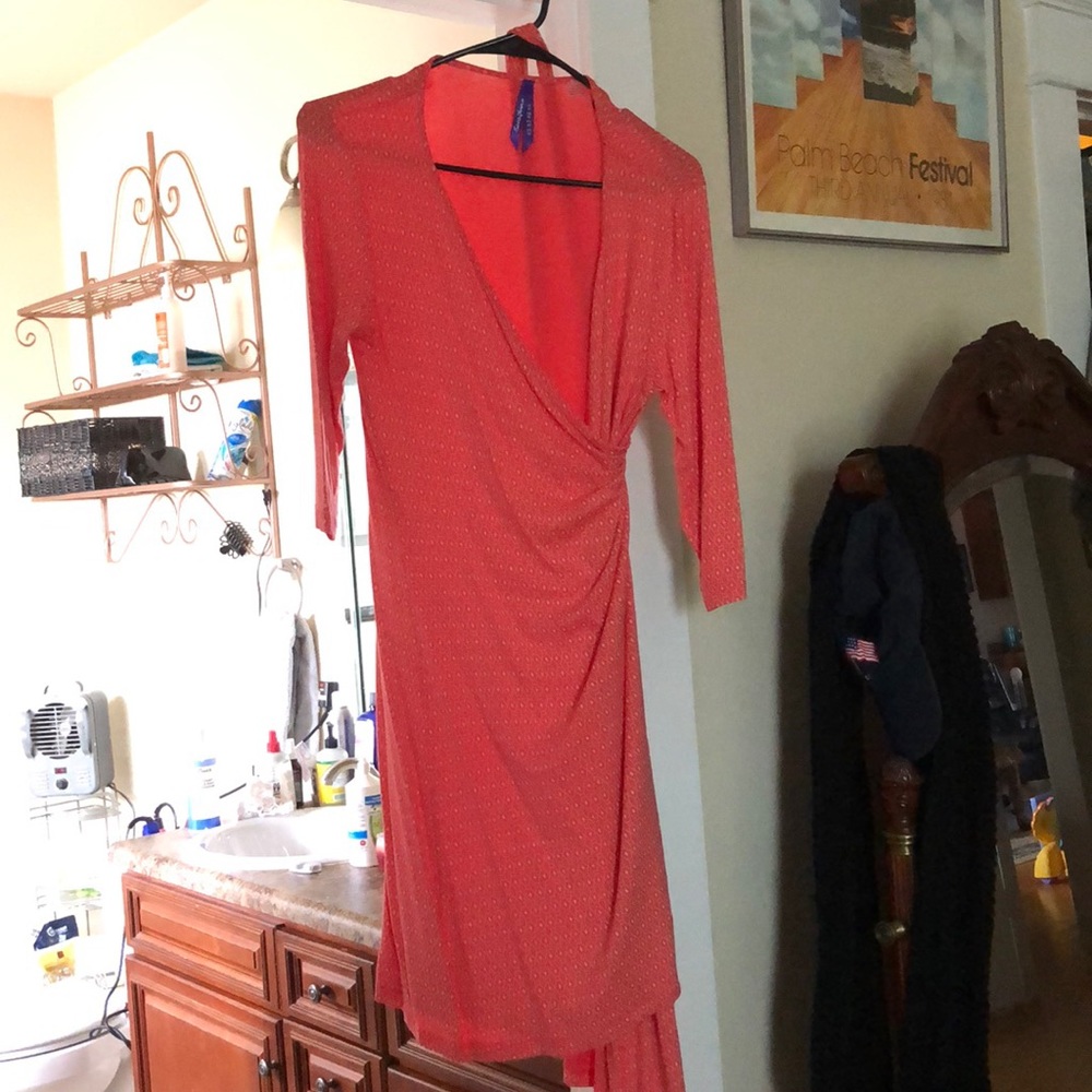 Pretty coral wrap dress